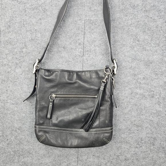 Coach Legacy Slim Bag Womens Leather Adjustable Strap Tassel Purse Vintage Black - Picture 1 of 10
